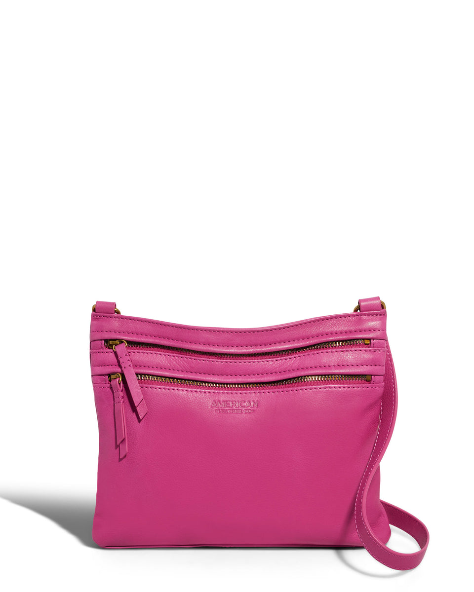 American Leather Co. Orrin Double Zip Crossbody Magenta