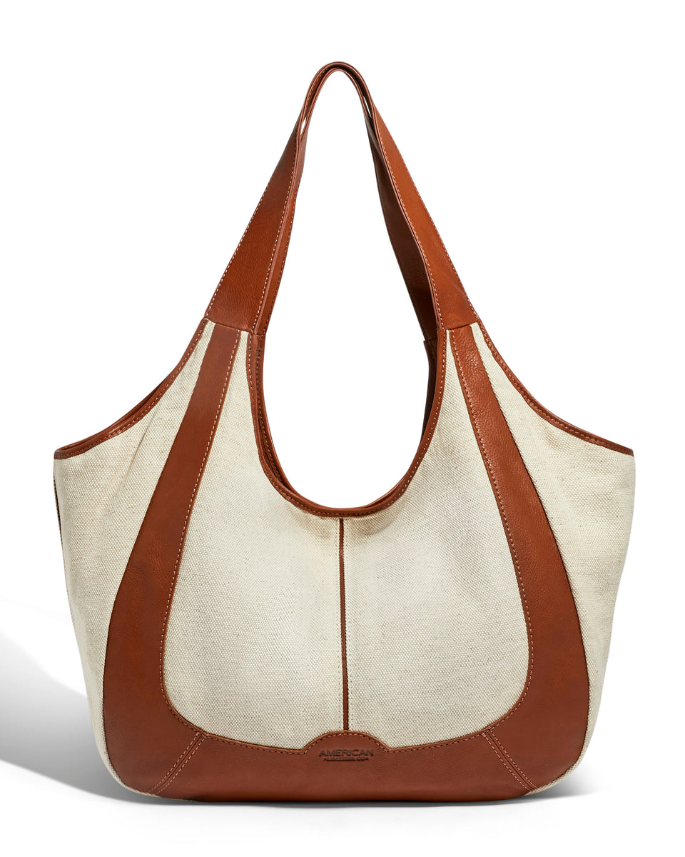 Finley Large Tote Canvas Brandy American Leather Co