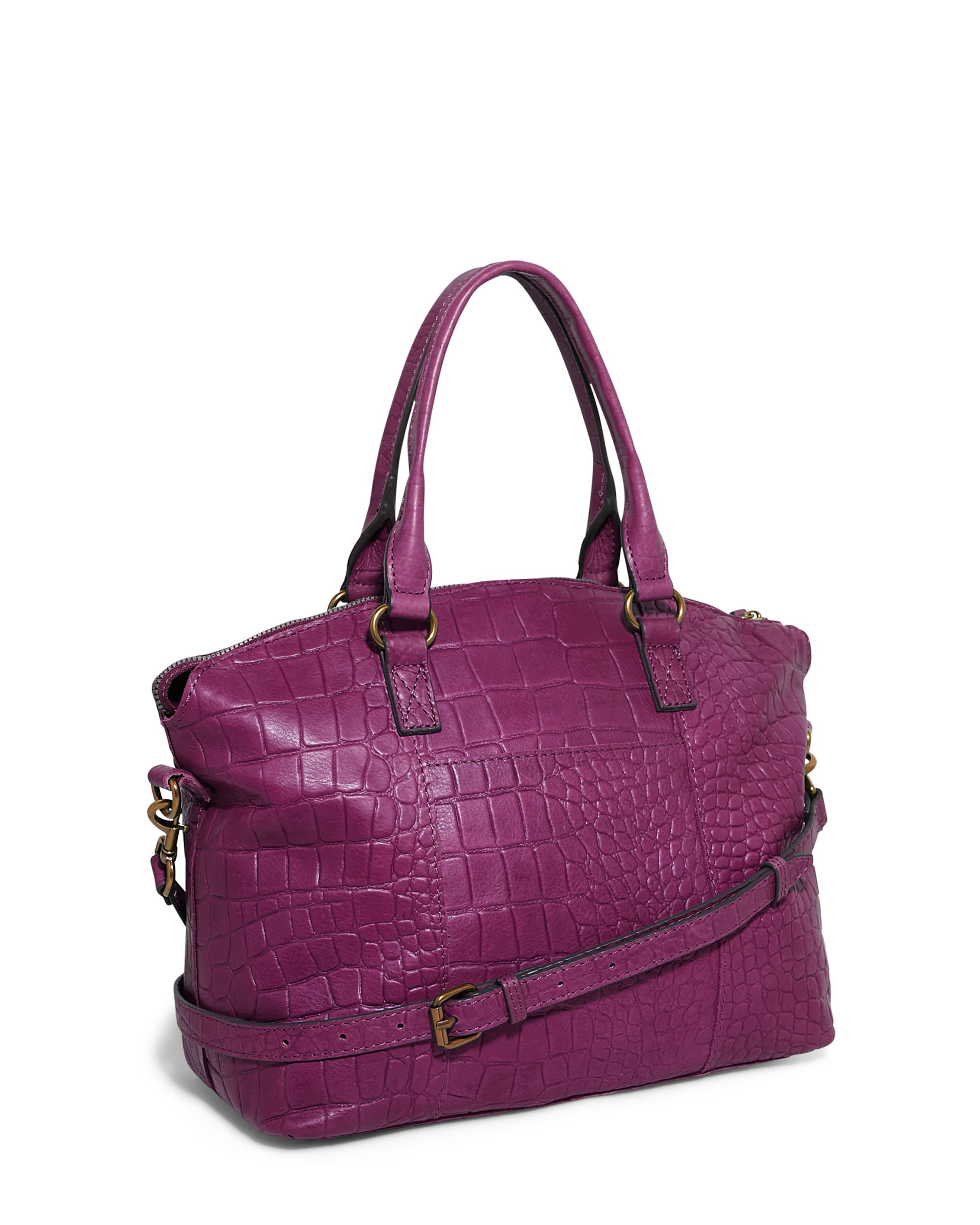 American Leather Co. Carrie Dome Satchel Deep Berry Croco