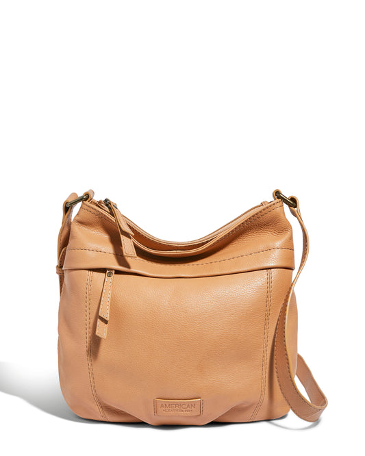 Acorn Double Entry Leather Crossbody Bag in Cashew from American Leather Co.